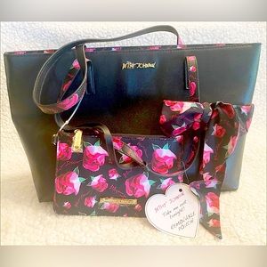 Betsey Johnson XO Zaria Tote w/ Wristlet and Scarf